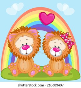 Valentine card with Lovers Lions 