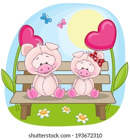 Valentine card with Lovers pigs