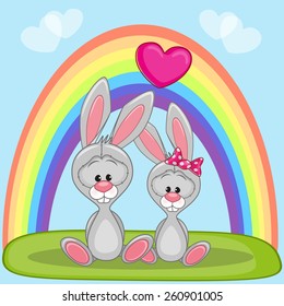 Valentine card with Lovers Rabbits