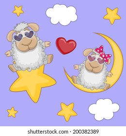 Valentine card with Lovers Sheep