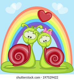 Valentine card with Lovers Snails