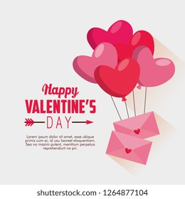 valentine card message with hearts balloons