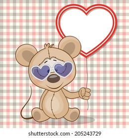 Valentine card with mouse with heart frame 