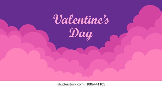 Valentine card on gray background with pink clouds