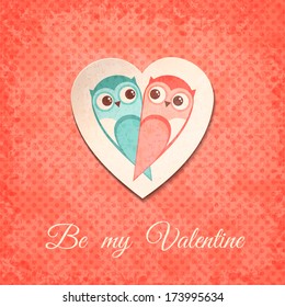 Valentine Card with Owls. Vector illustration, eps10.