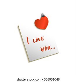 Valentine card paper on a white background, vector illustration