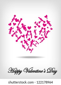 valentine card with people silhouettes, eps 10