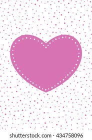 Valentine card with pink heart and circles