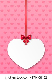 Valentine card with pink ribbon