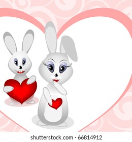 valentine card with rabbits
