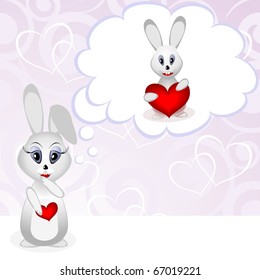valentine card with rabbits
