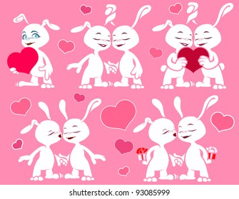 Valentine card rabbits