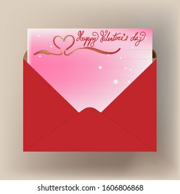 Valentine card in red envelope on background wallpaper pattern design.Vector illustration.