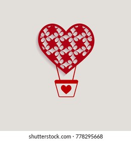 valentine card with a red heart balloon