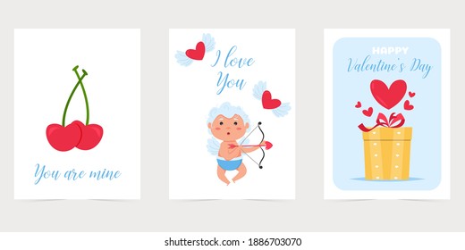 Valentine card with red heart. Love you banner. Romantic holiday Valentine Day poster or greeting card. Gift invitation concept. Cute heart design. Happy valentines day concept. Vector illustration.