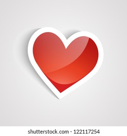 valentine card with a red heart on the white background