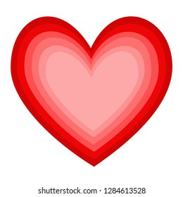 Valentine card, red heart on white background, vector illustration.