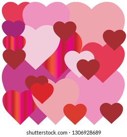 Valentine card with red hearts