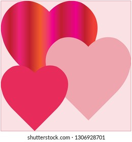 Valentine card with red hearts