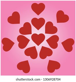 Valentine card with red hearts