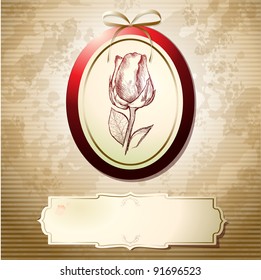 Valentine card with rose, vector