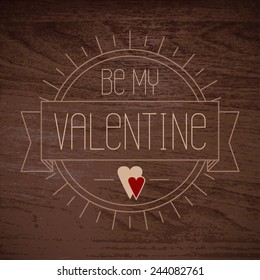 Valentine Card in Rustic Style. Vector Illustration.