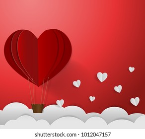 Valentine card For showcase love style paper art. vector illustration