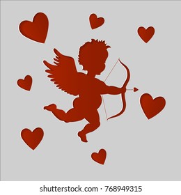 Valentine card For showcase love style paper art. vector illustration
