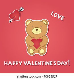 Valentine card with teddy bear