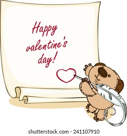 Valentine card with teddy bear. Vector illustration