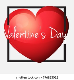 Valentine card template with big red heart illustration
