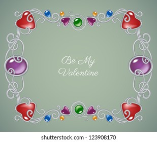 valentine card template with gem frame