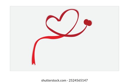 valentine card template and red ribbon vector
