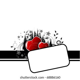 valentine card vector with heart and flower
