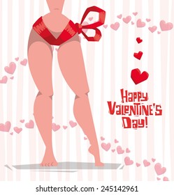 valentine card with woman, vector