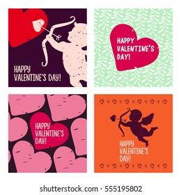 Valentine cards. Hand drawn design elements. Vector illustration