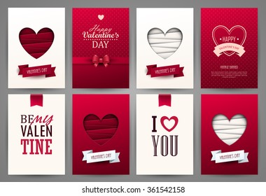 Valentine cards set. Vector illustration.