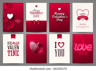 Valentine cards set. Vector illustration.