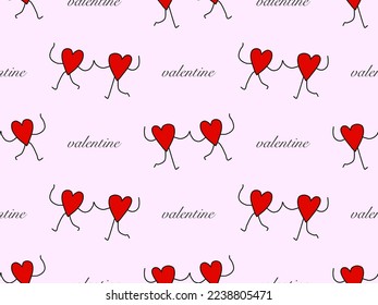 Valentine cartoon character seamless pattern on pink background