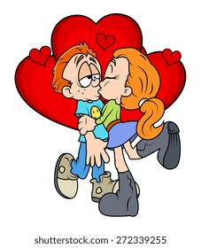 Valentine Cartoon Couple Kissing