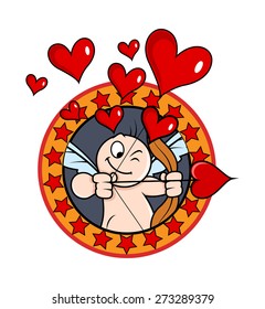 Valentine Cartoon Cupid Aiming