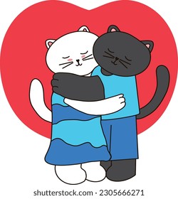 Valentine cat, cute cat, vector illustration
