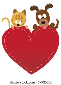Valentine cat and dog