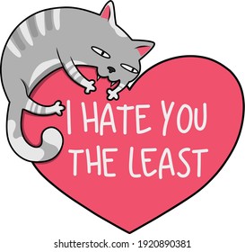 valentine cat hand drawn vector illustration