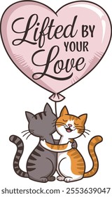 Valentine Cat Love Vector. Sweet and Heartwarming Designs