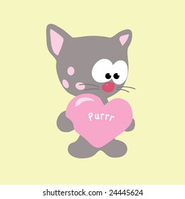 valentine cat vector (more valentines in portfolio)