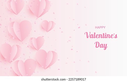 Valentine celebration background with paper hearts and flower petals Free Vector Image