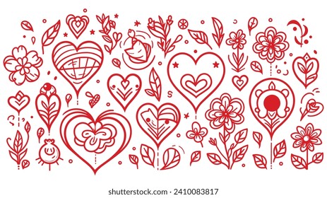 valentine Celebration Background Template, heart with Flowers Decor Vectors, and Event Banner Design elements, valentine day concept, space