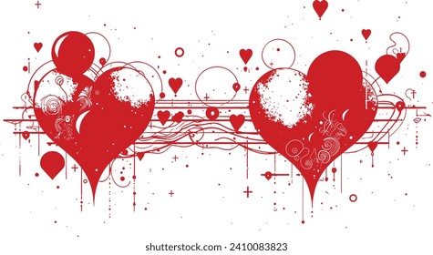 valentine Celebration Background Template, heart with Flowers Decor Vectors, and Event Banner Design elements, valentine day concept, space