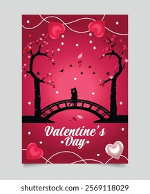 Valentine celebration poster Romantic cute love card template design
